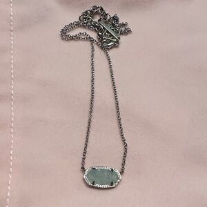 Kendra Scott Silver Necklace with Iridescent Drusy Stone